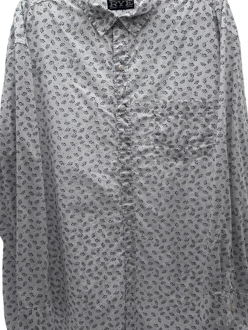 Rye White Button-Down Shirt with Navy Micro Floral Print